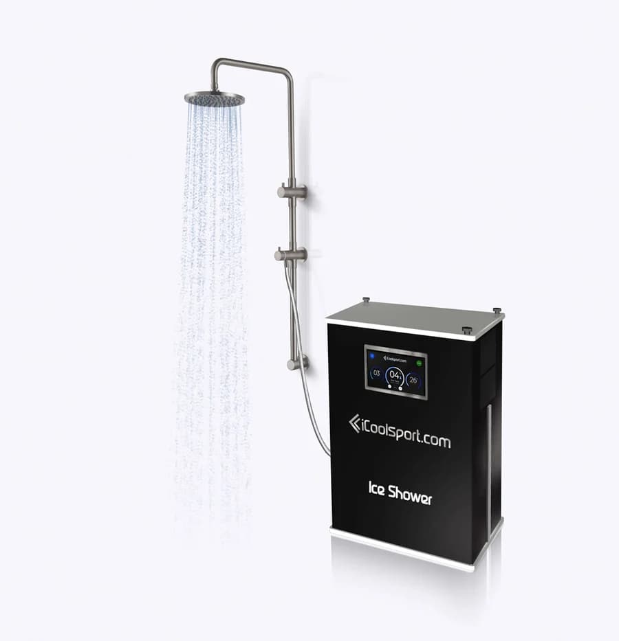 iCoolsport ice shower chiller connected to a separate overhead shower head