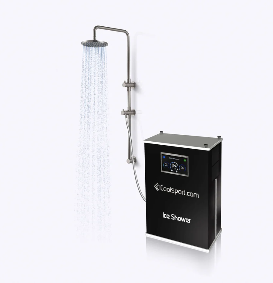 iCoolsport ice shower chiller connected to a separate shower head