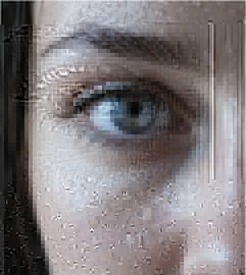 Close-up of an alert eye after cold-water exposure